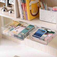 2 Paquetes Deslice El cajn debajo del escritorio 21cmx24cm, Organizador de Cajones Autoadhesivo para Debajo del Escritorio, Cajn Debajo del Escritorio, Cajn Debajo de la Mesa para transparente - Adhesivo or tornillos - Ver 9