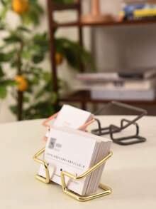 1pc Hollow Business Card Holder Creative Product Storage Box, Office Display, Ideal Gift, Multiple Colors To Choose From, Essential For Business Office, High-End Line Design Business Card Display Stand, Multiple Fashionable Colors To Choose From, Simple Desktop Vertical Business Card Holder