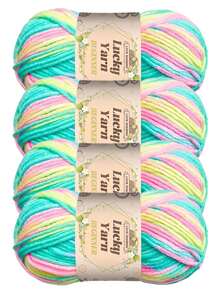 4 件套渐变色亚克力纱线套装，分段染色，适用于编织包袋、围巾、披肩、服装和其他工艺品、DIY 钱包制作 - 彩色 - 查看 3