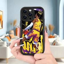 Creativo - Patrón de estrella de baloncesto de graffiti fresco y moderno de verano - Funda impresa con UV adecuada para iPhone 16/15/14/13/12/11 XS XR X 7 8 Plus Pro Max - Carcasa suave de TPU negra, proporcionando protección a prueba de golpes (regalo de cumpleaños, Pascua, días festivos, para amigos, familia, novia) - Mezcla de colores - Ver 3