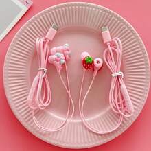 1 buah Earphone Kabel Tipe-C Warna Pink Baru, Aksesori DIY Lucu, Bentuk Balon Stroberi/Hati Merah, Dilengkapi Kontrol Volume, Mikrofon, Earphone Musik Telepon Panggilan Definisi Tinggi - Satu-Ukuran - View 8
