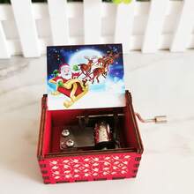 1个圣诞音乐盒，手持音乐盒，木质圣诞音乐盒，迷你复古雕刻音乐盒，圣诞装饰品，新年和圣诞节礼物，男女皆宜 - 彩色 - 查看 19