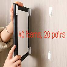 80 Items /40pairs Heavy Duty Picture Hanging Strips, Damage Free Wall Hooks For Frames & Home Decor