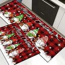 Felpudo con tema navideño, de poliéster, alfombra decorativa para el piso adecuada para la entrada del hogar, sala de estar, dormitorio y cocina