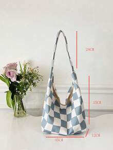 Casual Minimalist Corduroy Shoulder Bag, Contrast Color Fashion Casual Crossbody Bag For Commuting - Multicolor - View 4
