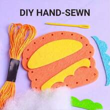 3pcs Cute Food Themed DIY Sewing Kits - Colorful Cupcake, Hamburger, Lollipop And Donut Designs With Embroidery Details - Great For Beginners, Birthday Gifts And Crafty Friendships, Easy Sewing Crafts | Playful Design | Beginner Friendly - Multicolor - View 4