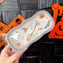 Transparent Portable Glasses Storage Box Featuring Unique Halloween Graffiti, Innovative Anti-Pressure Cloud Design, And Secure Magnetic Closure. Ideal For Storing Myopia Glasses, This Retro Style Storage Box Makes A Perfect Halloween Gift For Fashion Enthusiasts, Combining Functionality With Seasonal Aesthetics For A Stylish Addition To Your Home Decor.