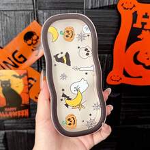 Transparent Portable Glasses Storage Box Featuring Unique Halloween Graffiti, Innovative Anti-Pressure Cloud Design, And Secure Magnetic Closure. Ideal For Storing Myopia Glasses, This Retro Style Storage Box Makes A Perfect Halloween Gift For Fashion Enthusiasts, Combining Functionality With Seasonal Aesthetics For A Stylish Addition To Your Home Decor.