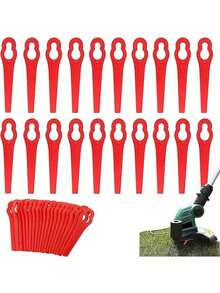 5/10/20pcs Plastic Lawn Mower Blades, Garden Grass Trimmer Plastic Cutting Knives, Sickle-Shaped Grass Cutter Blades - Red - View 2
