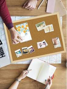 1pc Or 2pcs Cork Bulletin Board, Cork Panel With Oak Wood Frame, Decorative Pin Board For Office And Home, Message Board Or Vision Board For Home And School Home Decor Back To School Room Decor School Supplies - White - View 3