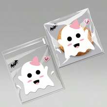 50Pcs/100pcs Cartoon Halloween Pumpkin Ghost Spider Bat Self-Seal Gift Bags,Cookie Candy Bag,Trick Or Treat,Party Favor,Assorted Patterns Treats And Snacks Bags For Halloween Party,Halloween Decoration
