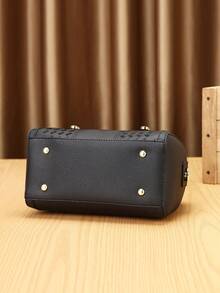 女士印花手提包个性阅读手提包个性套装包单肩斜挎包 - 黑色 - 查看 8