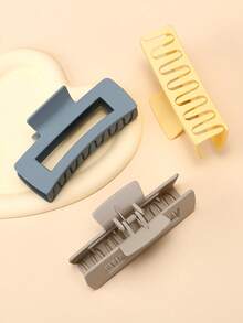 1pc-4pcs Women's Solid Color Minimalist High-End Elegant Square Lightweight Plastic Hair Claw Clips, Fashion Versatile Suitable For Daily Outings, Washing Face, Bathing, Makeup, Matching Outfits, Autumn Fashion Hair Clips, Autumn/Winter Hair Clip Set Winter Hair Clutch Elegant Hair Accessories