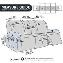 Stretch Recliner Sofa Cover - 5 Pieces Plush Fabric Slipcovers & Durable Furniture Protector For Reclining Couch, Ideal For Kids And Pets (3 Seater Light Grey) - 淺灰色 - 查看 2