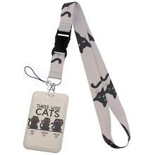 CX Lovely Kitten Manga Card Holder Badge Holder ID Card Lanyards Cell Phone Rope Key Lanyard Neck Straps Keychain Cats01 Christmas Gift