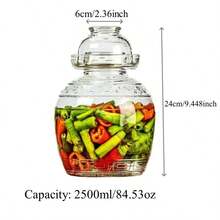 泡菜罐发酵套件 陶罐传统 1500ml/2500ml 玻璃发酵罐带水封 - 手工制作的泡菜、泡菜、酸菜专用吊饰 - 玻璃泡菜罐、罐头罐、发酵套件 - 白色 - 查看 10