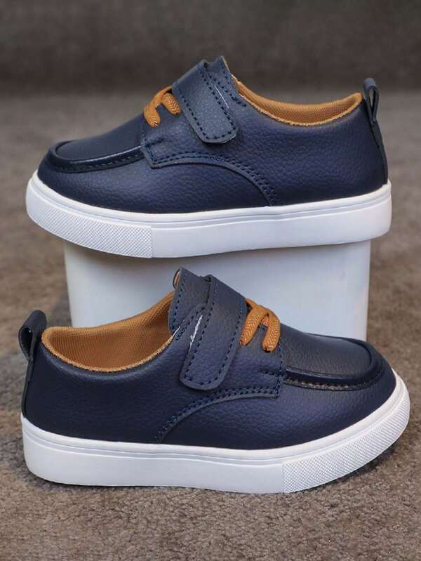 1 par de zapatillas de lona unisex para niños, zapatos casuales para estudiantes, zapatos deportivos para vacaciones al aire libre, zapatos para correr antideslizantes y resistentes al desgaste, zapatos de campus cómodos de piel de PU, para primavera/otoño