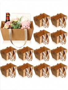 10pcs/5pcs/1pc Festival Holiday Gift Box Basket, Holiday Gift Packaging Box, Party Surprise Gift Tote Bag With Handle, Gift Packaging, Wedding, Party, Valentine's Day Universal Gift Bag - Multicolor - View 4