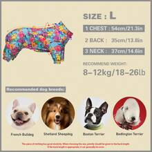 舒适狗狗连体衣，狗狗睡衣，狗狗恢复服，超柔软且有弹性，防舔，适合中小型和大型犬品种的宠物睡衣，适合狗狗换毛，俏皮怪物彩色印花图案，S-6XL - 彩色 - 查看 18