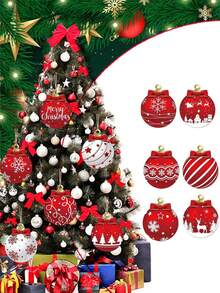12pcs-Christmas Tree Hanging Decorations, Double Sided Lawn Decorations With Rope Outdoor Patio Hanging Ornaments (Non-Spherical) For Christmas Tree Home Porch Decorations (Warm Style)