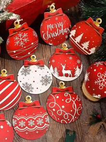 12pcs-Christmas Tree Hanging Decorations, Double Sided Lawn Decorations With Rope Outdoor Patio Hanging Ornaments (Non-Spherical) For Christmas Tree Home Porch Decorations (Warm Style)