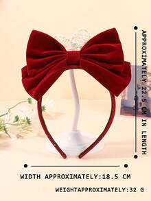 1pc Teen Girls Bow Decor Headband - Red - View 2