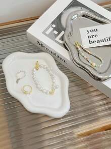 1pc Cloud Shaped Tray, Nordic Style Jewelry Storage Tray, Jewelry Collection Decorative Tray, Jewelry Display Tray, Women's Gift, Home Decor Bedroom Decor, Elegant Cloud-Shaped Ceramic Tray - Single Layer Luxury Jewelry And Perfume Display Stand, Jewelry Tray, Home Living Room Office Key Storage - Perfect Gift For,Cute Cartoon Shooting Props Jewelry Storage Plate Display Plate Gifts For Women, Back To School.