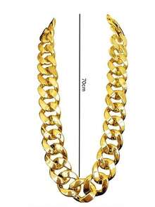 1 chiếc dây chuyền vàng giả cỡ lớn, đồ trang sức hóa trang của rapper Hip Hop - Vàng - Xem 3