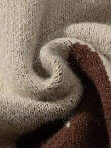 Maglione casual da uomo con colletto polo e motivo a lettera, nuova collezione primavera, top a maniche lunghe - Cachi - Visualizzare 6