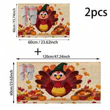 1 pieza Felpudo antideslizante con diseño de pavo de otoño de Acción de Gracias, felpudo antideslizante de fibra súper, adecuado para decoración de fiestas festivas, cocina, baño, comedor, dormitorio, puede ser un regalo de Acción de Gracias