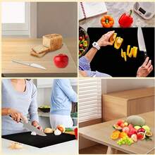 Planche à découper en acrylique transparente/noire - Planche à découper avec bord de plan de travail, antidérapante et anti-salissure, convient pour les fruits et légumes de cuisine - Le design transparent protège le plan de travail, facile à nettoyer - Cadeau parfait pour les parents, planche à découper de cuisine (2 options de couleur) - Multicolore - Voir 6