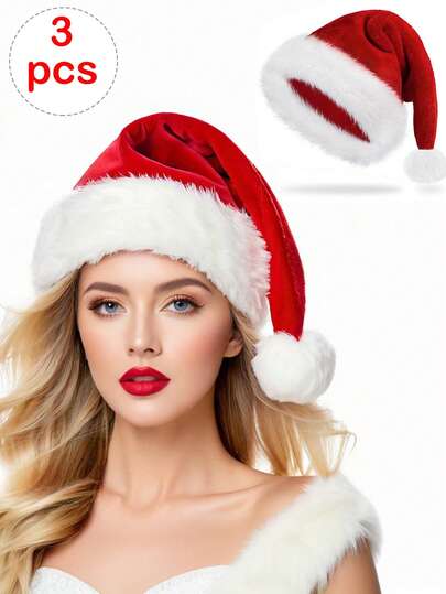 1pc Classic Christmas HatVelvet Santa Claus Hat For Adults Men Women - Christmas New Year Holiday Party Supplies & Gifts