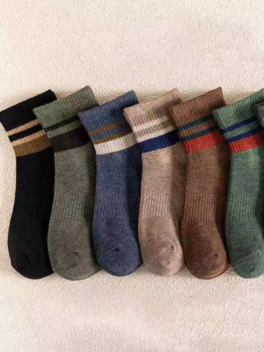 10 أزواج من جوارب الكاحل المخططة للرجال، قابلة للتنفس، مريحة، مناسبة للخريف والشتاء
