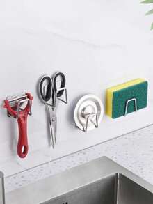 1-4 piezas Estante de esponja de acero inoxidable para cocina, rejilla de drenaje de fregadero sin perforaciones, estante de almacenamiento de esponja desmontable de doble capa, antihongo y antibacteriano, estante de almacenamiento de acero inoxidable - Autoadhesivo resistente, rejilla de secado de fregadero de cocina, gancho de estante de esponja de limpieza