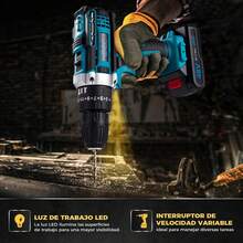 Taladro Inalámbrico 48V, 3 Modos de Trabajo, Incluidos Apriete, Perforación e Impacto, 25 Ajuste Esfuerzo de torsión, Con 2 Baterías Y Cargador, Para Madera\/Metal\/Bricolaje,Etc(Auzl\/Nueva Y Mejorada) - albaricoque - Ver 2