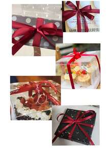 1卷22米双面缎带，适用于DIY玫瑰装饰、礼品包装 - 婚礼派对蝴蝶结缎带，也可用于桌椅装饰、拱门、礼品盒、蛋糕装饰、服装配饰、编织，营造优雅的节日氛围，蝴蝶结缎带，圣诞节、返校季、假期 - 酒紅色 - 查看 8