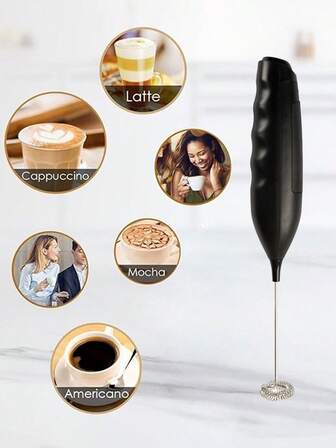 1 件便携式电动奶泡器 - 适合卡布奇诺、咖啡和抹茶绿茶 - 易于使用的手持式设计，可制作顺滑的泡沫饮料
