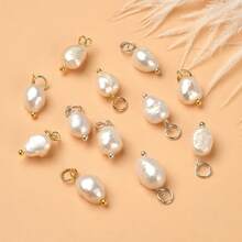 12pcs Cultured Pearl Pendant, 2 Colors, Suitable For Women Earrings, Necklaces, DIY Jewelry Making, Autumn/Winter - Multicolor - View 2