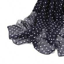 1pc Polka Dot Imitation Silk Small Scarf, Casual Breathable Thin Neckerchief - Navy Blue - View 3