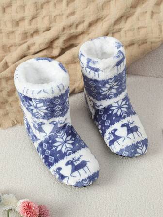 New Indoor Floor Shoes Couple's Home Shoes Christmas Series Shoes Men's And Women's Winter Floor Slipper