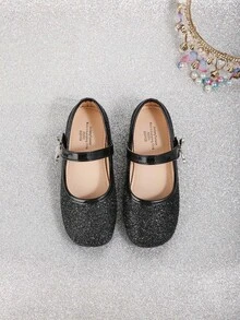 1 Pair Glitter Bow Decor Mary Jane Flat Shoes For Girls, Versatile For Spring/Summer/Fall, Suitable For Daily Wear, Performance, Wedding, Party - Black - View 5