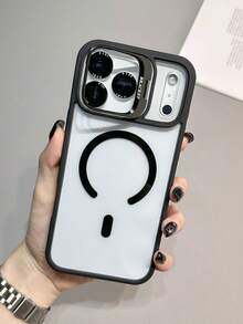 Phone 17 Pro Max Phone Case With A Magnetic Transparent Back For Phone Models 16, 15, 14, 13, 12, And 11 Pro Max Plus, Featuring A Metal Lens Holder And Protective Glass Lens Cover. - Màu xám đen - Xem 2