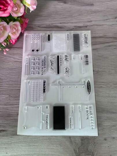 1 Transparent Rubber Stamp Retro Rubber Transparent Card Special Record Pattern Making Stamp DIY Scrapbook Photo Magazine Album Decoration Stamp ﻿