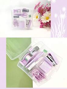 1 件马卡龙办公桌办公文具套装、订书机、胶带座、剪刀、打孔器