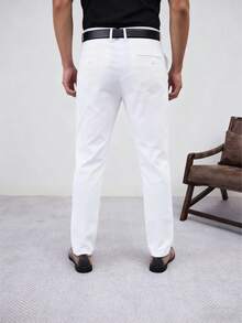 Men's Solid Color Business Formal Trousers, Straight-Leg Business Suit Pants, Suitable For Outdoor Casual And Formal Occasions All Year Round