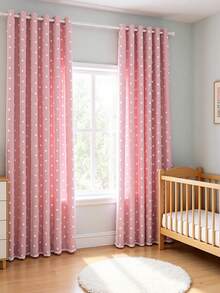 1pc Double-Layer Blackout Curtain With Metal Rings, Available In Beige, Pink, Grey, Double-Layer Heat Insulation, Top Metal Rings For Easy Hanging - Suitable For Living Room, Bedroom, Office, Holiday Decor, All Seasons - Pink - View 5