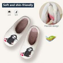Cozy Plush Halloween Pumpkin Slippers, Non-Slip Fluffy Design - Murderer - View 5