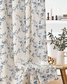 2 Pcs Beautiful Floral Design Sheer Curtains, Softness Cozy Privacy Curtains, Great Quality Elegant Vintage Gorgeous Curtains, Pretty Colors And Well Made Lightweight Curtains - 藍色 - 查看 4