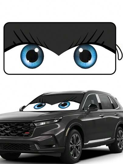 可折叠挡风玻璃遮阳板，通用汽车挡风玻璃遮阳板，紫外线反射遮阳板保持车辆凉爽，适合轿车、卡车、SUV（59.06 X 27.5 英寸），汽车遮阳板汽车配件