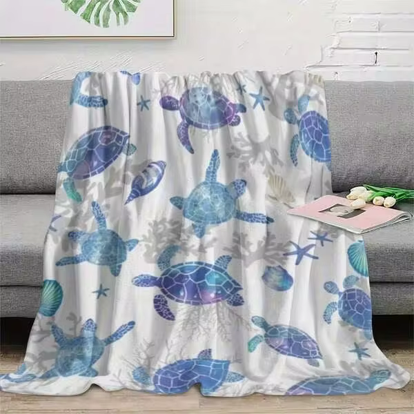 Sea Turtle Pattern Flannel Blankets Sofa Towel Soft Comfortable Throws Blankets Birthday Gifts Family Holiday Daily Couple Party Anniversary Wedding Souvenir Halloween Christmas Graduation Season Thanksgiving Bed Sofa